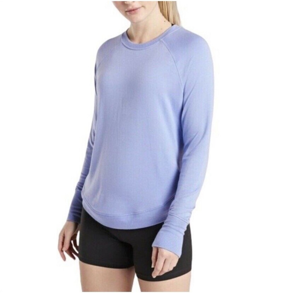 Athleta Mindset Sweatshirt L Top 472751-47 Long Sleeve Light Periwinkle Purple